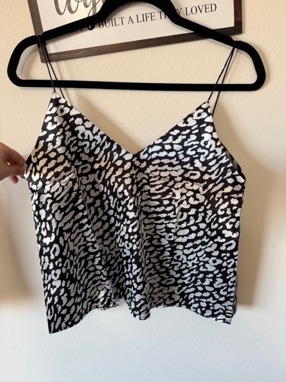 Black and White Animal-Print Spaghetti Strap Tank Top
